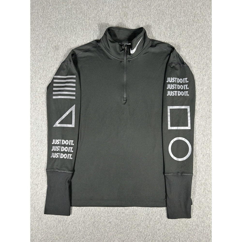 Nike Dri-Fit Running Quarter Zip Pullover Mens Black Reflective Just Do It M - Picture 4 of 12